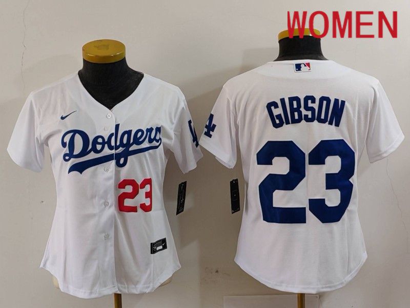 Women Los Angeles Dodgers #23 Gibson White Nike Game 2024 MLB Jersey style 3->women mlb jersey->Women Jersey